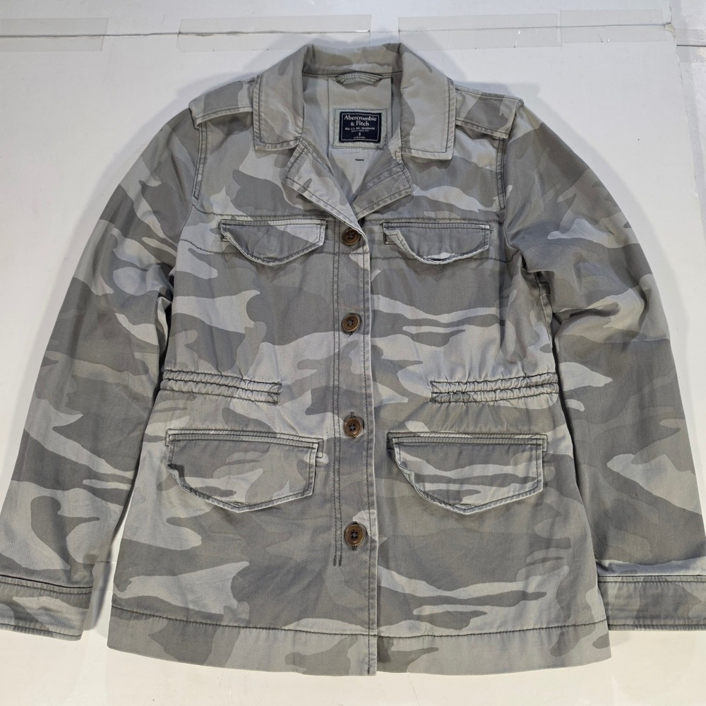 Abercrombie & Fitch Grey Camo Utility Field Jacket Small 1U2749 Military Style